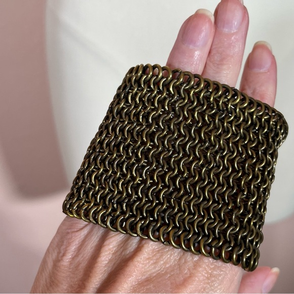 Vintage Y2K Heavy Gold Chainmail Victorian Medieval goth wide bracelet - Picture 9 of 17